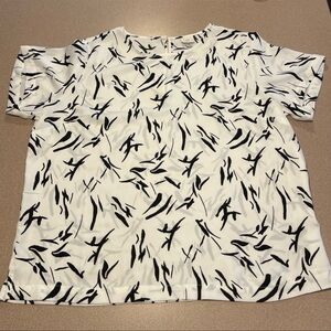 Sold: A New Day White and Black Patterned Blouse 2XL